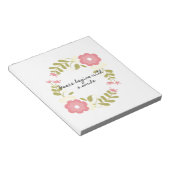 Frieden beginnt mit einem Lächeln rosa und grüne B Notizblock (angewinkelt)