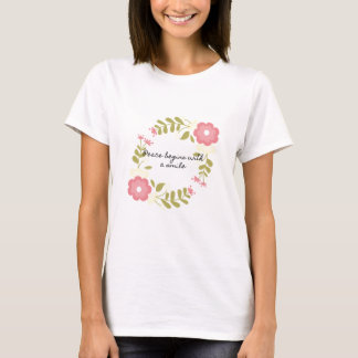Frieden beginnt mit einem Lächeln rosa und grüne B T-Shirt