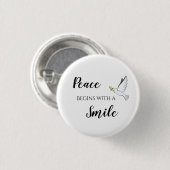 Frieden beginnt mit einem Lächeln Taube Zitat Button (Vorne & Hinten)