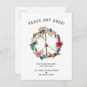 Frieden bis 2022 | Boho Floral New Year's Wreath Postkarte (Vorne/Hinten)