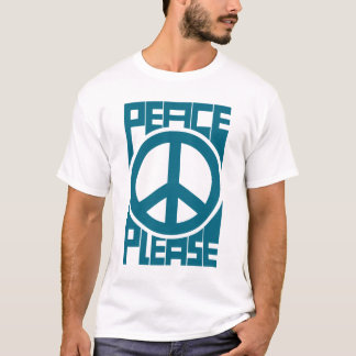 Frieden Bitte Blaue Schrift T-Shirt