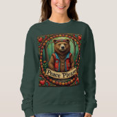 Frieden Bitte Niedlicher Braunbär Sweatshirt (Vorderseite)