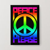 Frieden Bitte Regenbogen-Schriftzug Button (Vorderseite)