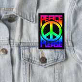 Frieden Bitte Regenbogen-Schriftzug Button (Insitu)