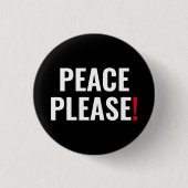 Frieden bitte Schwarz-weißer roter Text gegen Krie Button (Vorderseite)