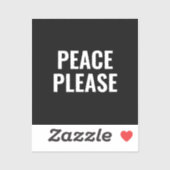 Frieden bitte schwarz-weißer Text gegen den Krieg  Aufkleber (Blatt)