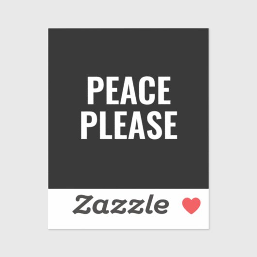 Frieden bitte schwarz-weißer Text gegen den Krieg  Aufkleber (Blatt)