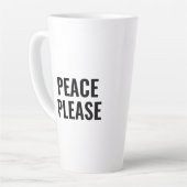 Frieden bitte schwarz-weißer Text gegen den Krieg Milchtasse (Linke Ecke)