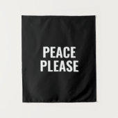 Frieden bitte schwarz-weißer Text gegen den Krieg Wandteppich (Vorderseite)