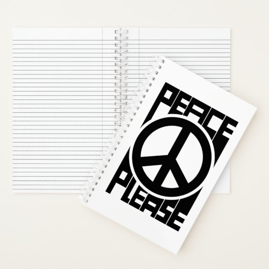 Frieden Bitte Schwarze Schrift Notizblock (Innen)
