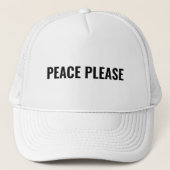 Frieden Bitte weiß schwarz einfachen Anti-Krieg Pr Truckerkappe (Vorderseite)