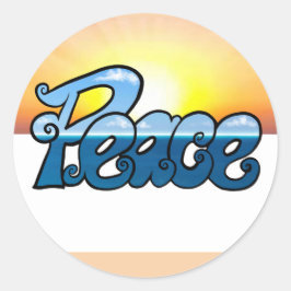 Frieden blauer Himmel und Meer in Buchstaben und S Runder Aufkleber