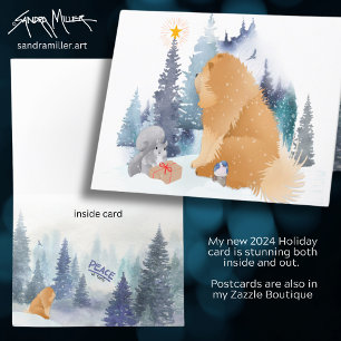 FRIEDEN  Chow-Hund-Feiertagskunstkarten SIEHE INNE Feiertagskarte