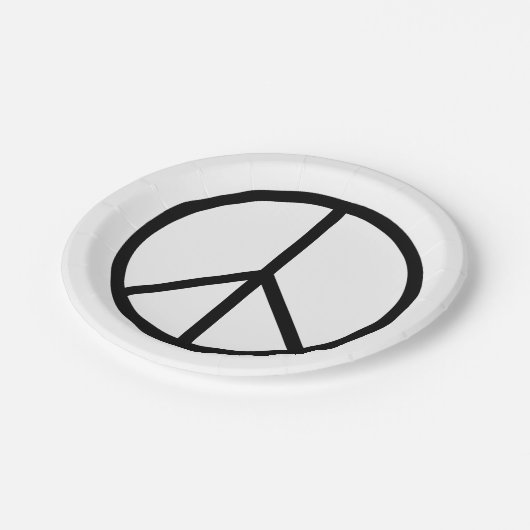 Frieden (CND) Pappteller (Schrägansicht)