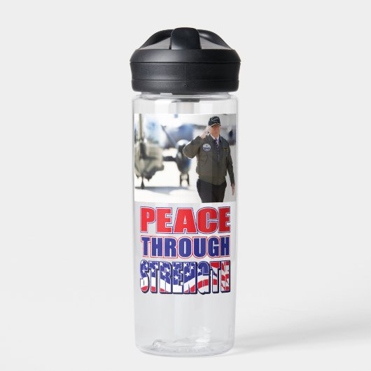 Frieden durch Kraft Trinkflasche (Vorderseite)