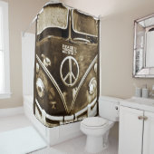 Frieden durch Musik Hippie Microbus Duschvorhang (Beispiel)