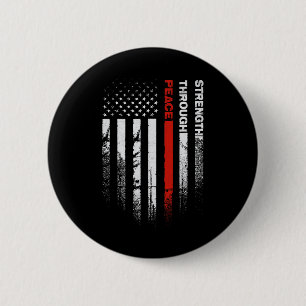 Frieden Durch Stärke Bedruckte Flagge USA  Button