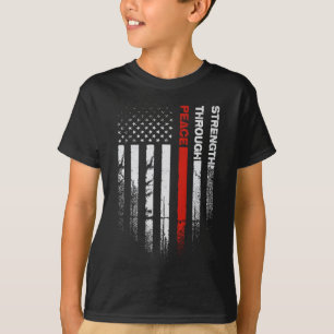 Frieden Durch Stärke Bedruckte Flagge USA T-Shirt
