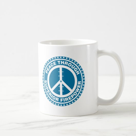Frieden durch überlegene Feuerkraft - Blau Kaffeetasse (Rechts)