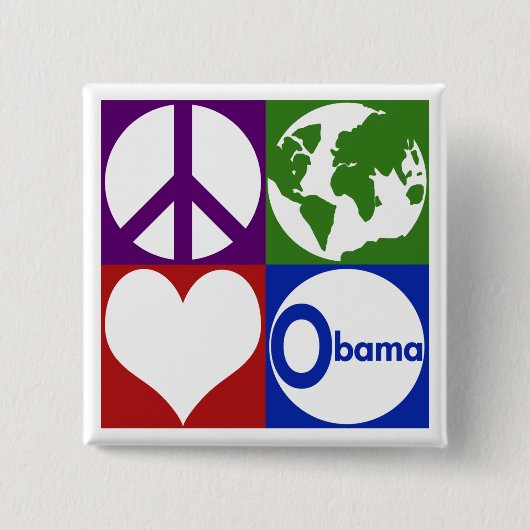 Frieden, Erde, Liebe, Obama (Kampagnen-Knopf) Button (Vorderseite)