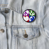 Frieden, Erde, Liebe, Taubenknopf Button (Beispiel)