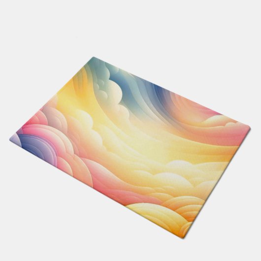 Frieden finden in den Puffy Dreamy Coluds Fußmatte (Schrägansicht)