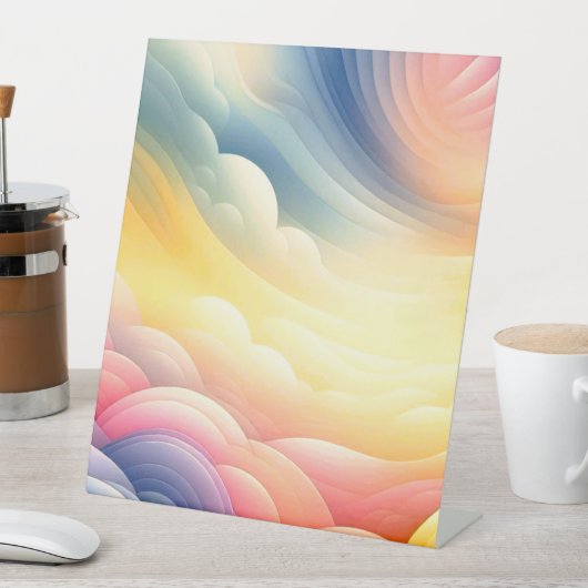 Frieden finden in den Puffy Dreamy Coluds Sockelschild (In Situ)