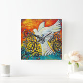 Frieden flog in der Dove-Uhr Quadratische Wanduhr (Zuhause)