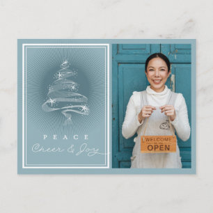 Frieden Freude Glanz Weihnachtsbaum Geschäft Feiertagspostkarte