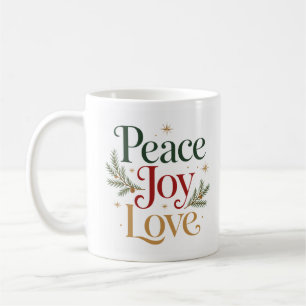Frieden Freude Liebe Elegante Vintage-Typografie Kaffeetasse