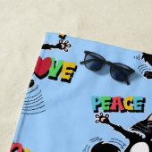 Frieden, Freude, Liebe mit Katzentanz Strandtuch (Beispiel)