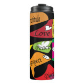 Frieden, Freude und Liebe Thermosbecher (Vorderseite)