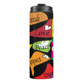 Frieden, Freude und Liebe Thermosbecher