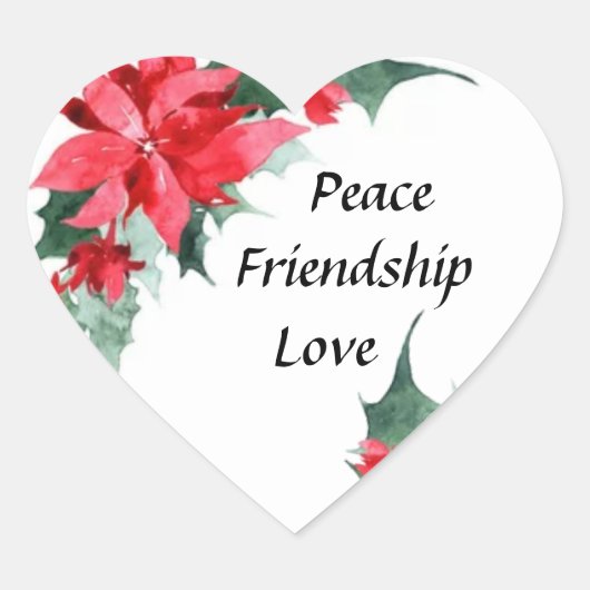Frieden, Freundschaft und Liebe Weihnachten Herz-Aufkleber (Vorderseite)