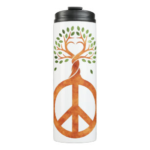 Frieden Für Bäume - Flower Power Herz 1 Thermosbecher