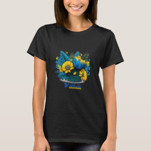 Frieden Für Die Ukraine - Blumenstrauß Aus Blau Un T-Shirt