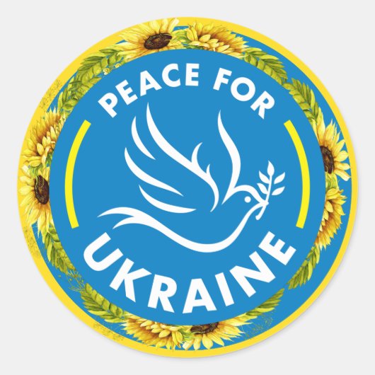 FRIEDEN FÜR DIE UKRAINE CLASSIC ROUND STICKER (Vorderseite)
