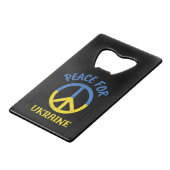 Frieden für die Ukraine Geldbeutel Flaschenöffner (Vorderseite Schrägansicht)