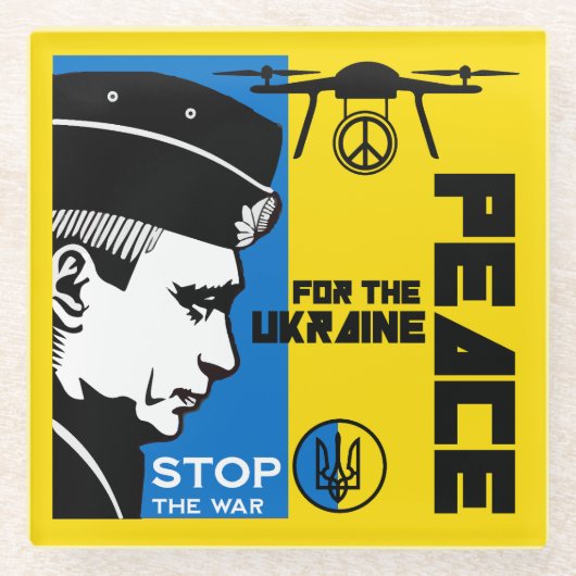 Frieden für die Ukraine Glasuntersetzer (Vorderseite)