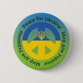 Frieden für die Ukraine in Englisch, Ukrainisch un Button (Vorderseite)