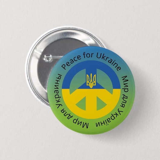 Frieden für die Ukraine in Englisch, Ukrainisch un Button (Vorne & Hinten)