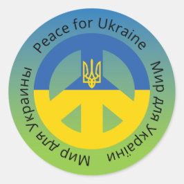 Frieden für die Ukraine in Englisch, Ukrainisch un Runder Aufkleber