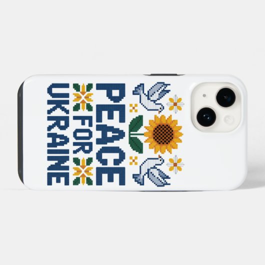 Frieden für die Ukraine Pixel Folkart iPhone Hülle (Rückseite (Horizontal))