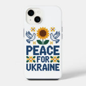 Frieden für die Ukraine Pixel Folkart iPhone Hülle (Rückseite)