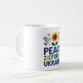 Frieden für die Ukraine Pixel Folkart Kaffeetasse (Vorderseite Links)