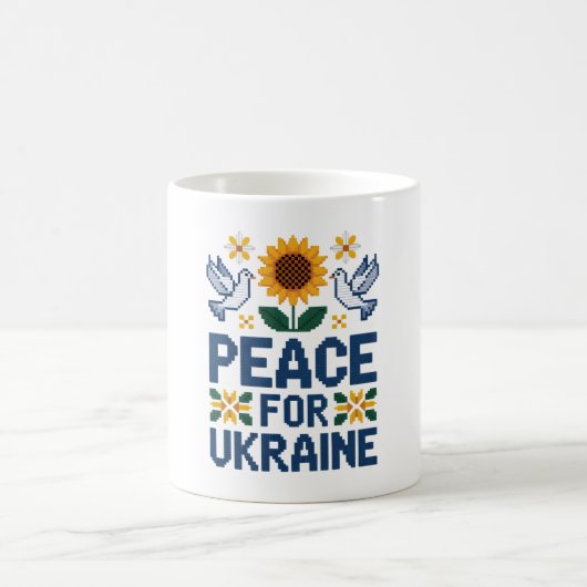 Frieden für die Ukraine Pixel Folkart Kaffeetasse (Mittel)