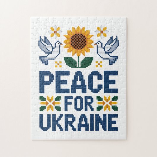 Frieden für die Ukraine Pixel Folkart Puzzle (Vertikal)