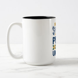 Frieden für die Ukraine Pixel Folkart Zweifarbige Tasse