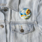 Frieden für die Ukraine. Sonnenblume. Ukrainische  Button (Beispiel)