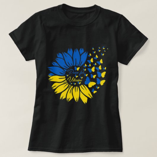 Frieden für die Ukraine Sonnenblume Ukrainischer S T-Shirt (Design vorne)